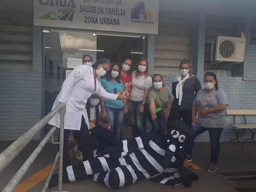 Saúde adquiriu uma fantasia do mosquito da Dengue para ações educativas.