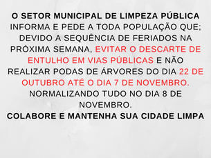 AVISO SETOR DE LIMPEZA