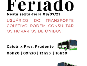 Horário do transporte coletivo em Caiuá no feriado desta sexta-feira (09)