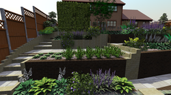 Multi level planting with stream