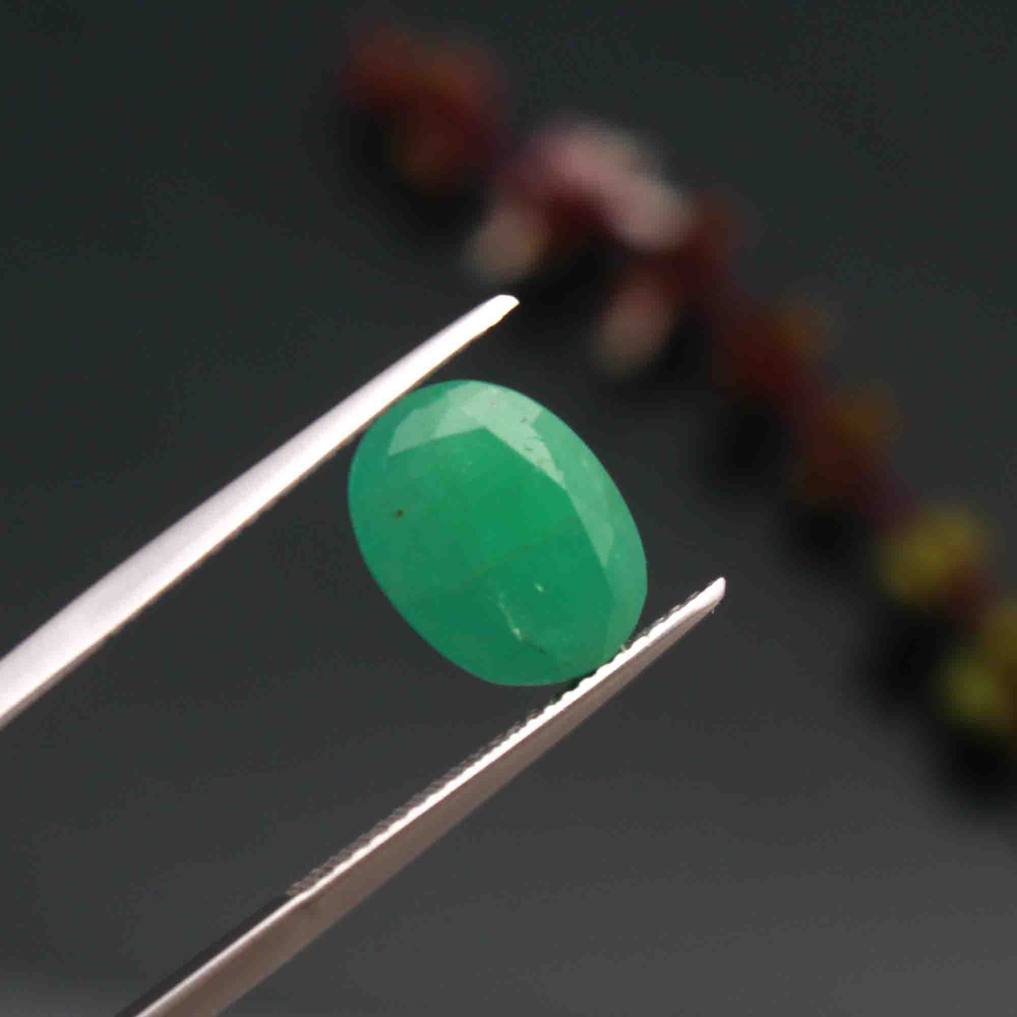 Natural Emerald Gemstone Oval Shape 4.88 cts. (Panna Ratna) creative photoshoot by Jeevan Ratna