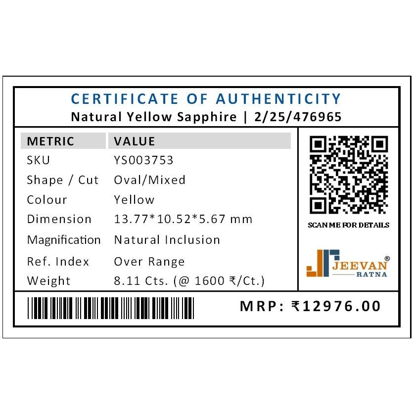 Thumbnail: 8.11 Ct. Yellow Sapphire