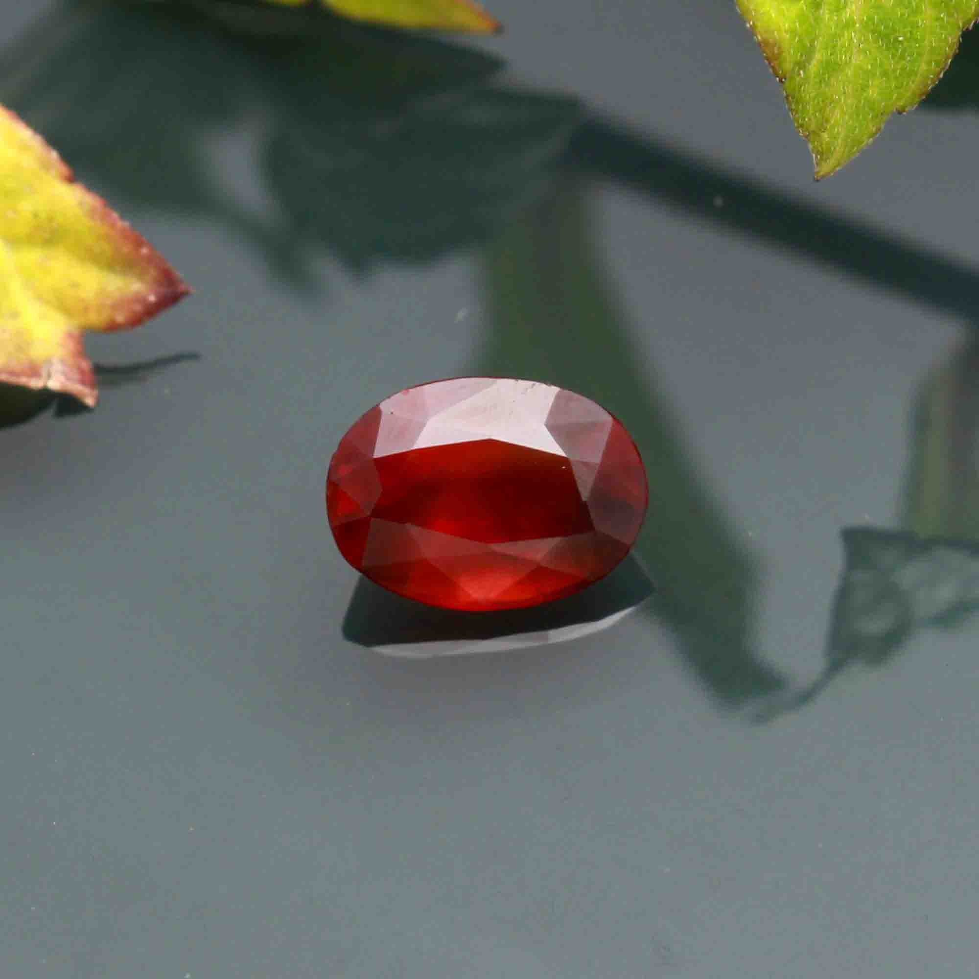 Natural Hessonite (Gomed Ratna) Oval Shape Mixed Cut Gemstone 6.06 Cts. Creative Shoot by Jeevan Ratna