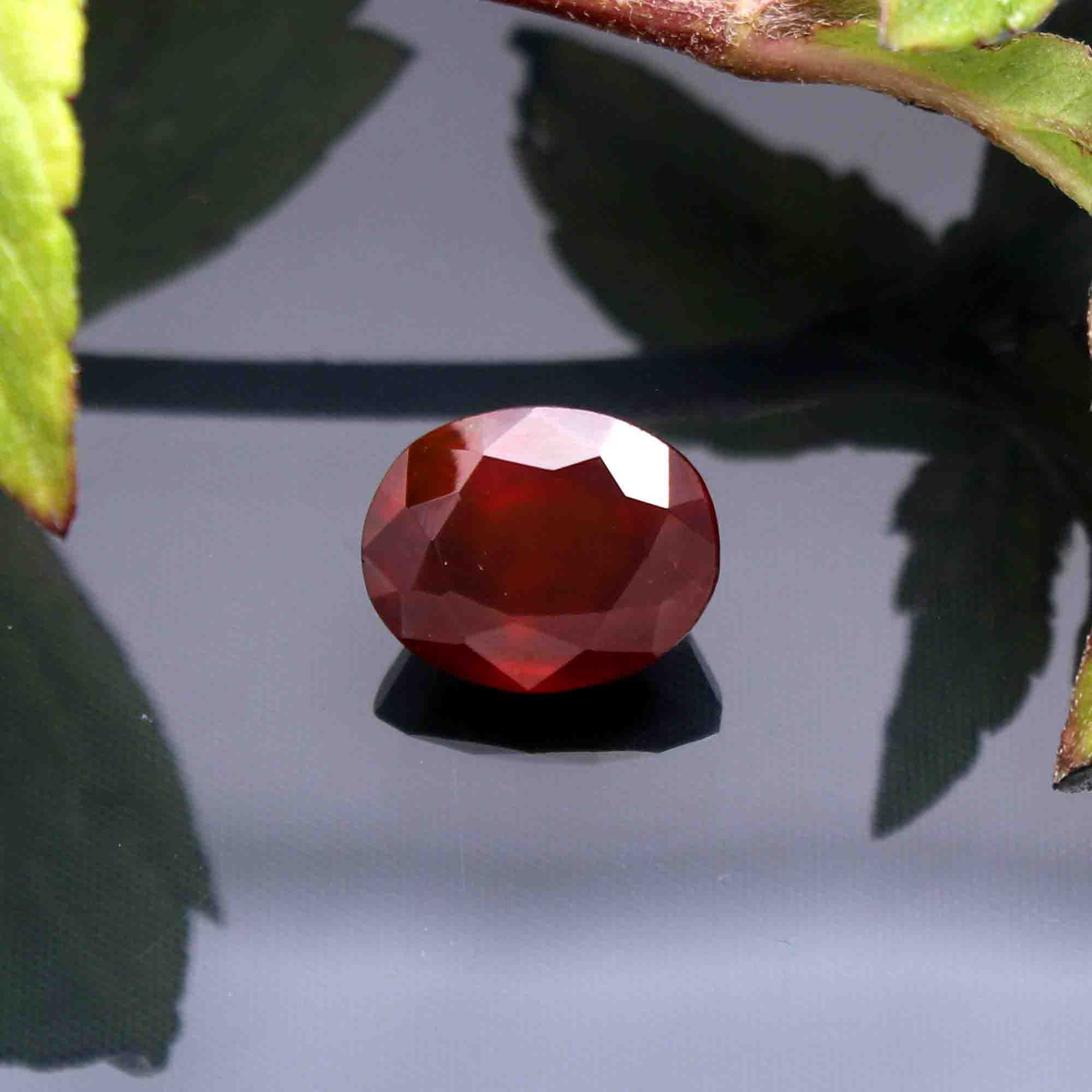 Natural Hessonite (Gomed Ratna) Oval Shape Mixed Cut Gemstone 5.10 Cts. Creative Shoot by Jeevan Ratna