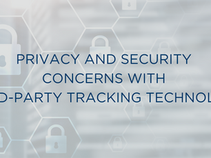 Hexagonal locks on a blurred blue background with text: "PRIVACY AND SECURITY CONCERNS WITH THIRD-PARTY TRACKING TECHNOLOGY."