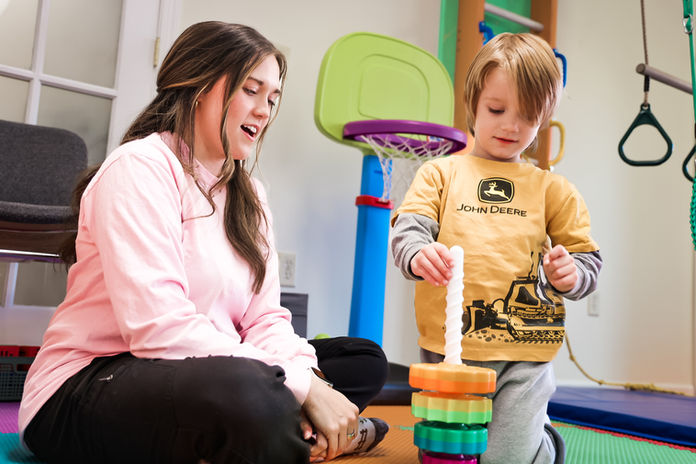 Autistic speech and language therapy in Allegany County in a sensory play gym.