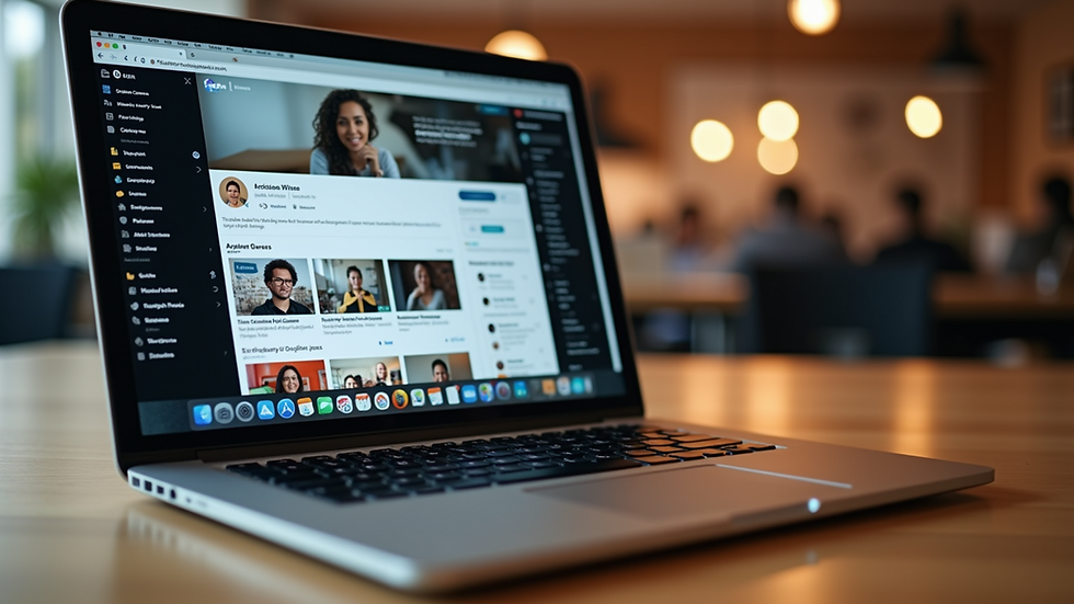 Eye-level view of a laptop displaying an online community forum