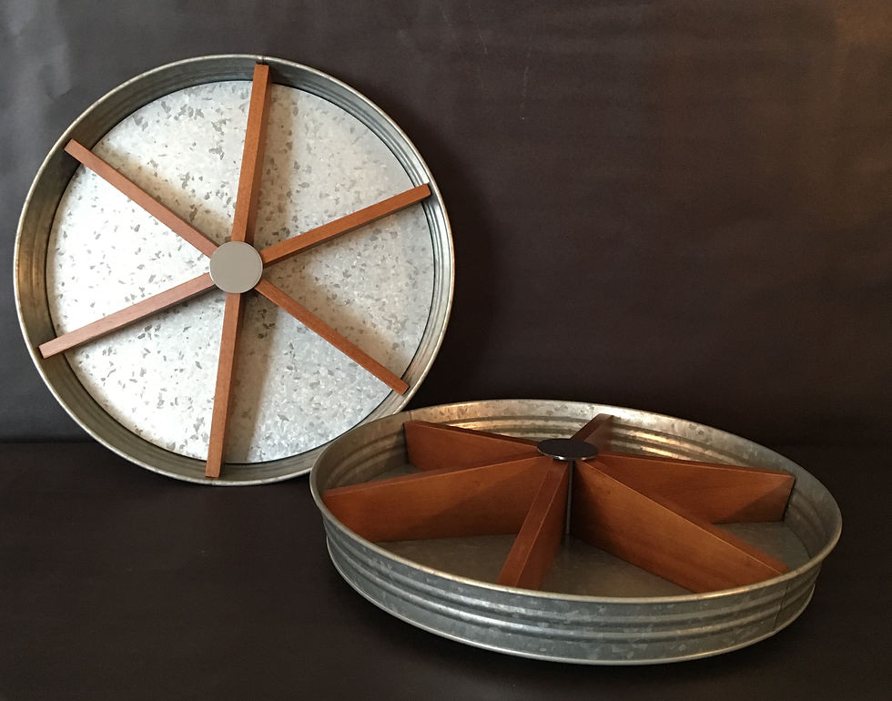 Thumbnail: Galvanized Wood Turntable Serving Tray