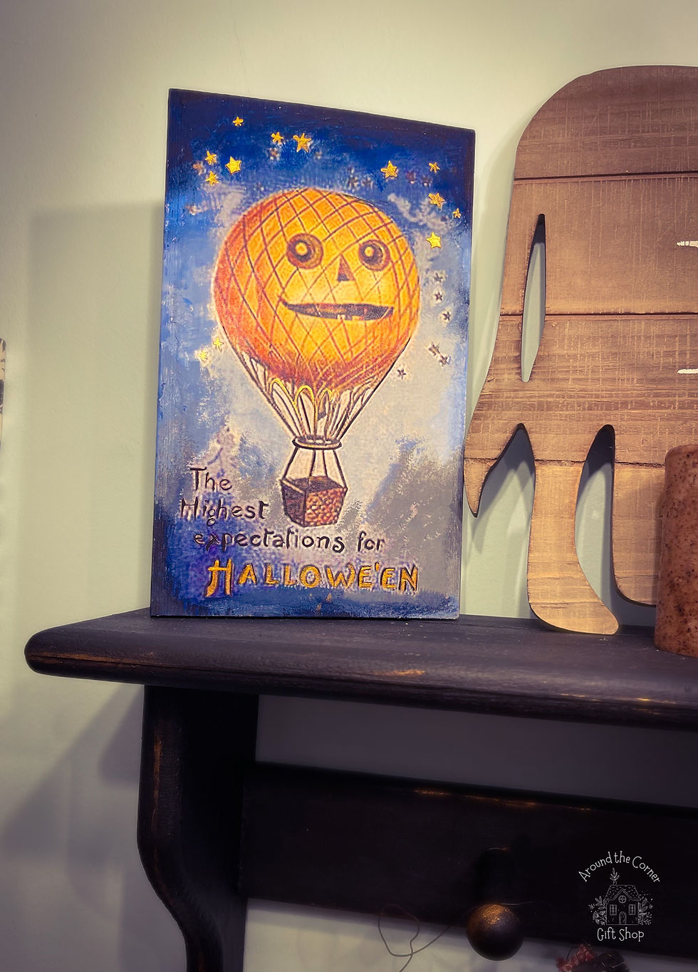 Thumbnail: High Expectations for Halloween | Vintage styled wood sign | farmhouse decor