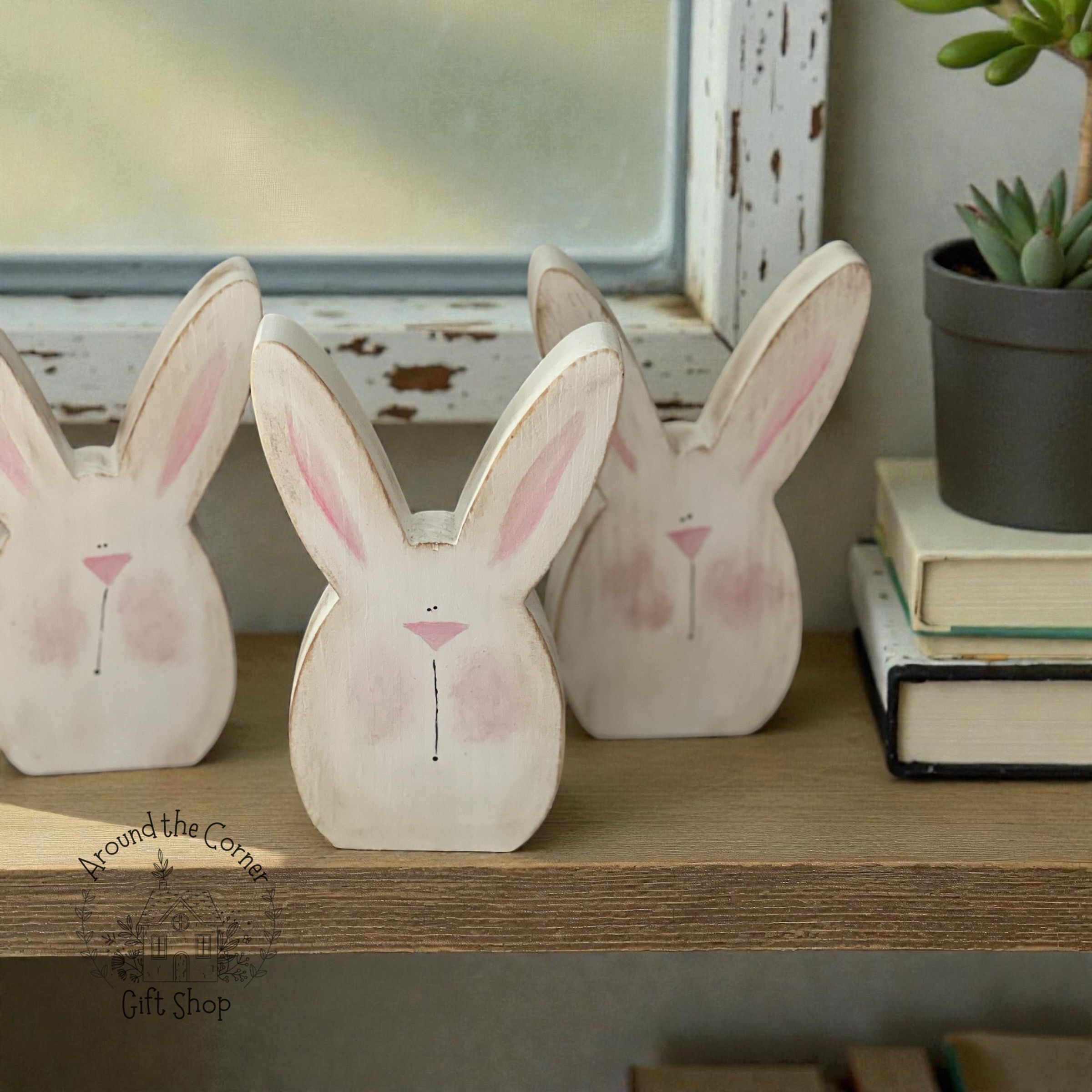 Cute wooden bunny | Primitive decor for Spring