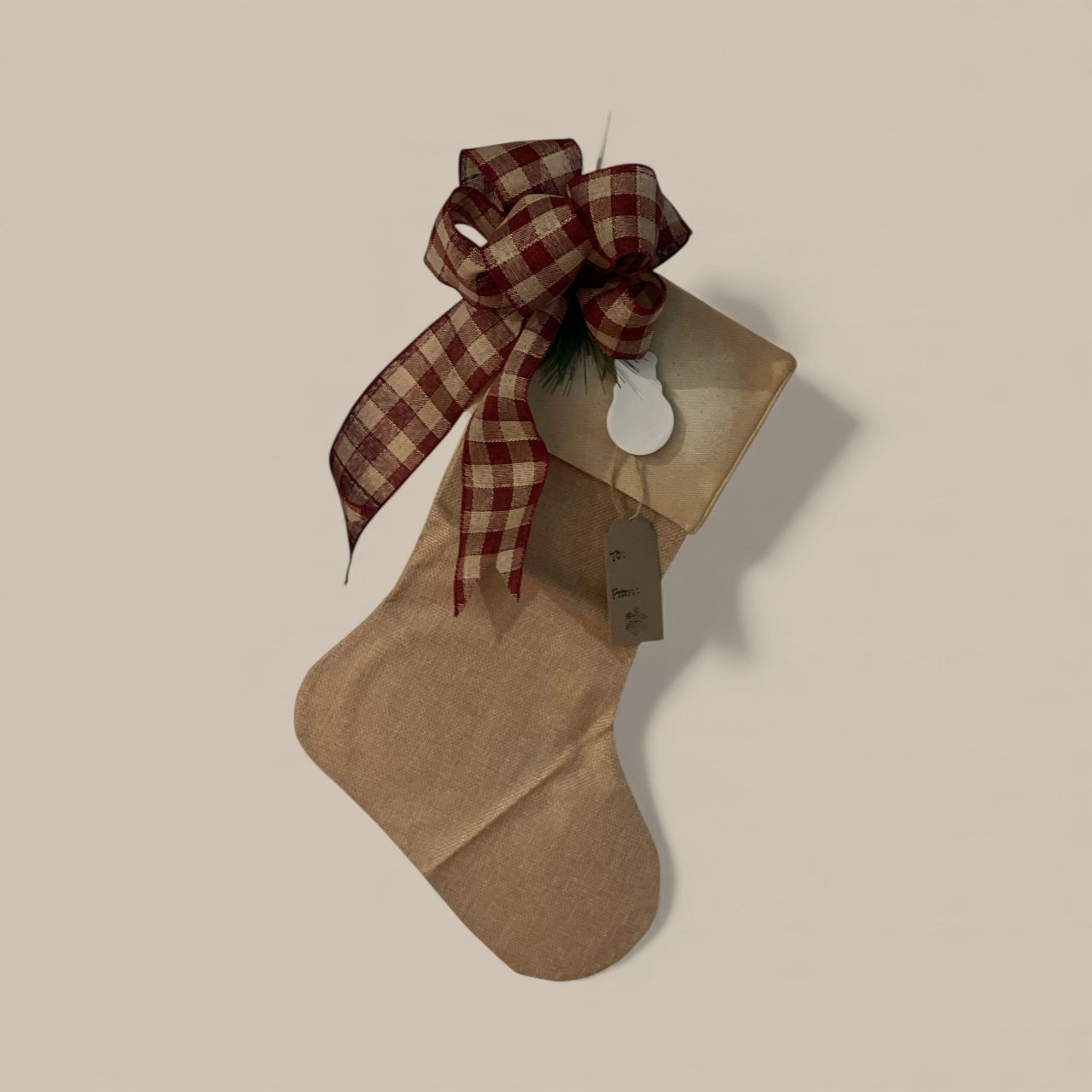 Primitive Burlap Stocking | Christmas decor| Country Christmas | French country