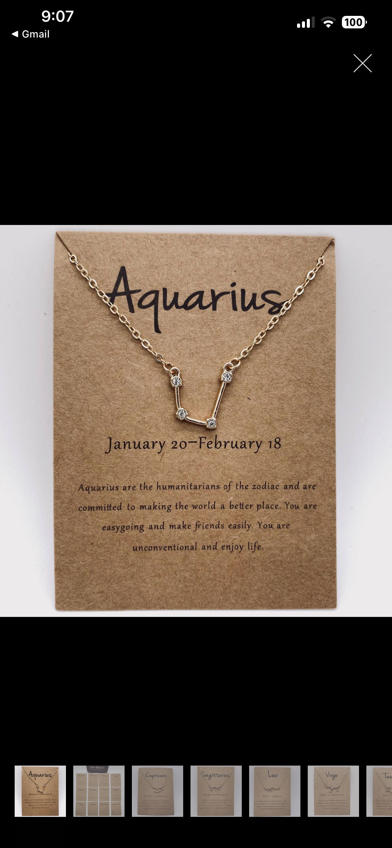 Aquarius Constellation Rhinestone necklace | Zodiac and astrology lovers