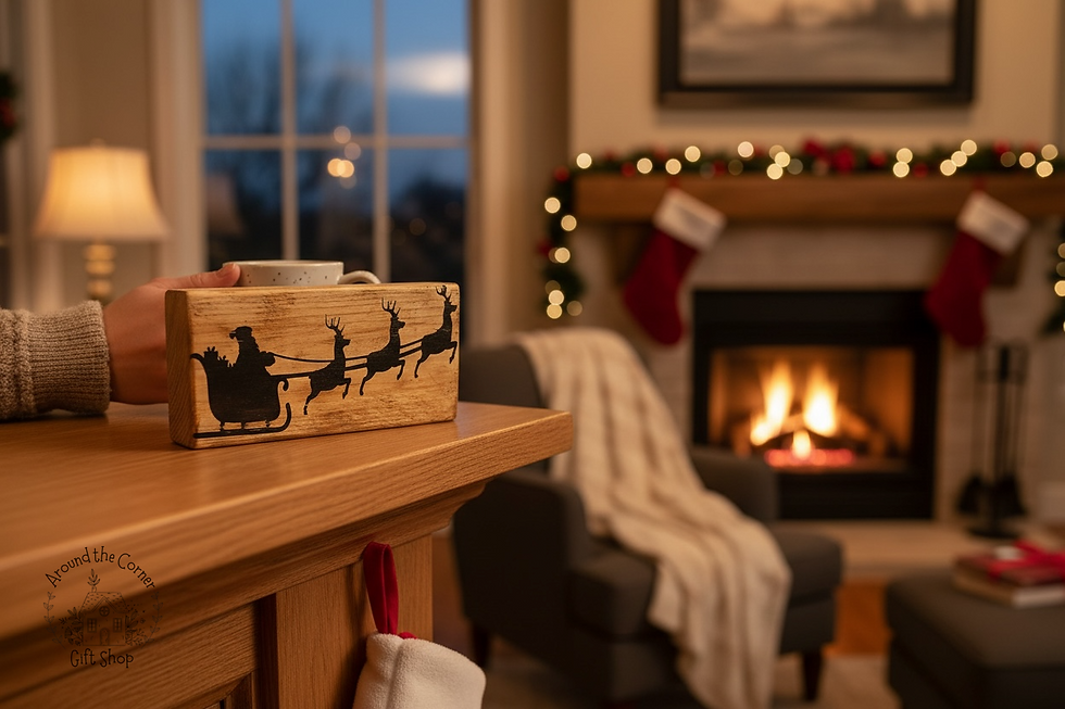 Thumbnail: Santa and Reindeer | wooden sign | Country holiday decor