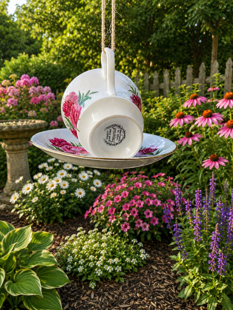 Thumbnail: Vintage Imperial teacup Rose bird feeder | Garden decor | Bird enthusiasts 
