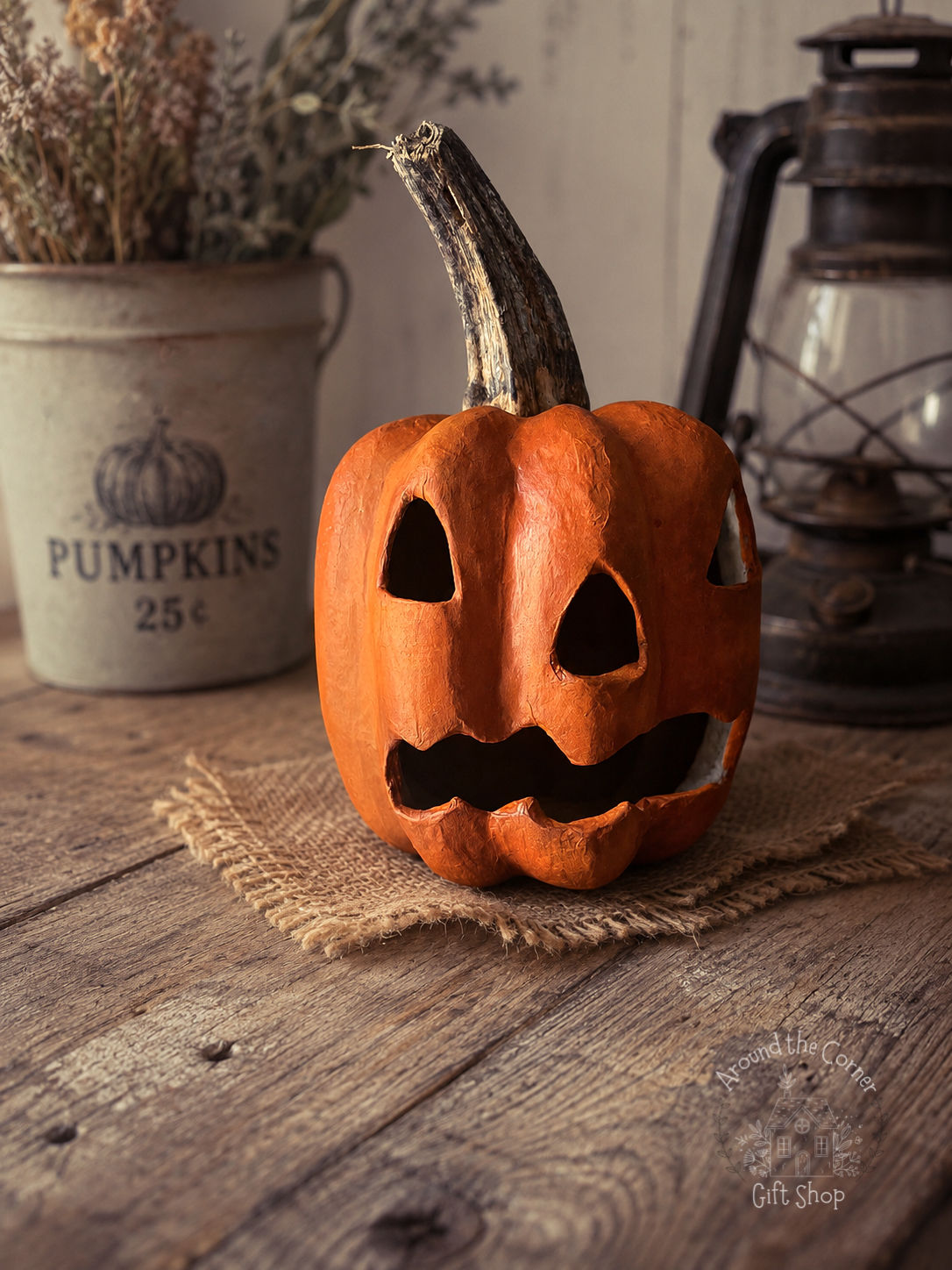 Handcrafted Primitive Paper Mâché Pumpkin | Halloween and fall | Primitive decor