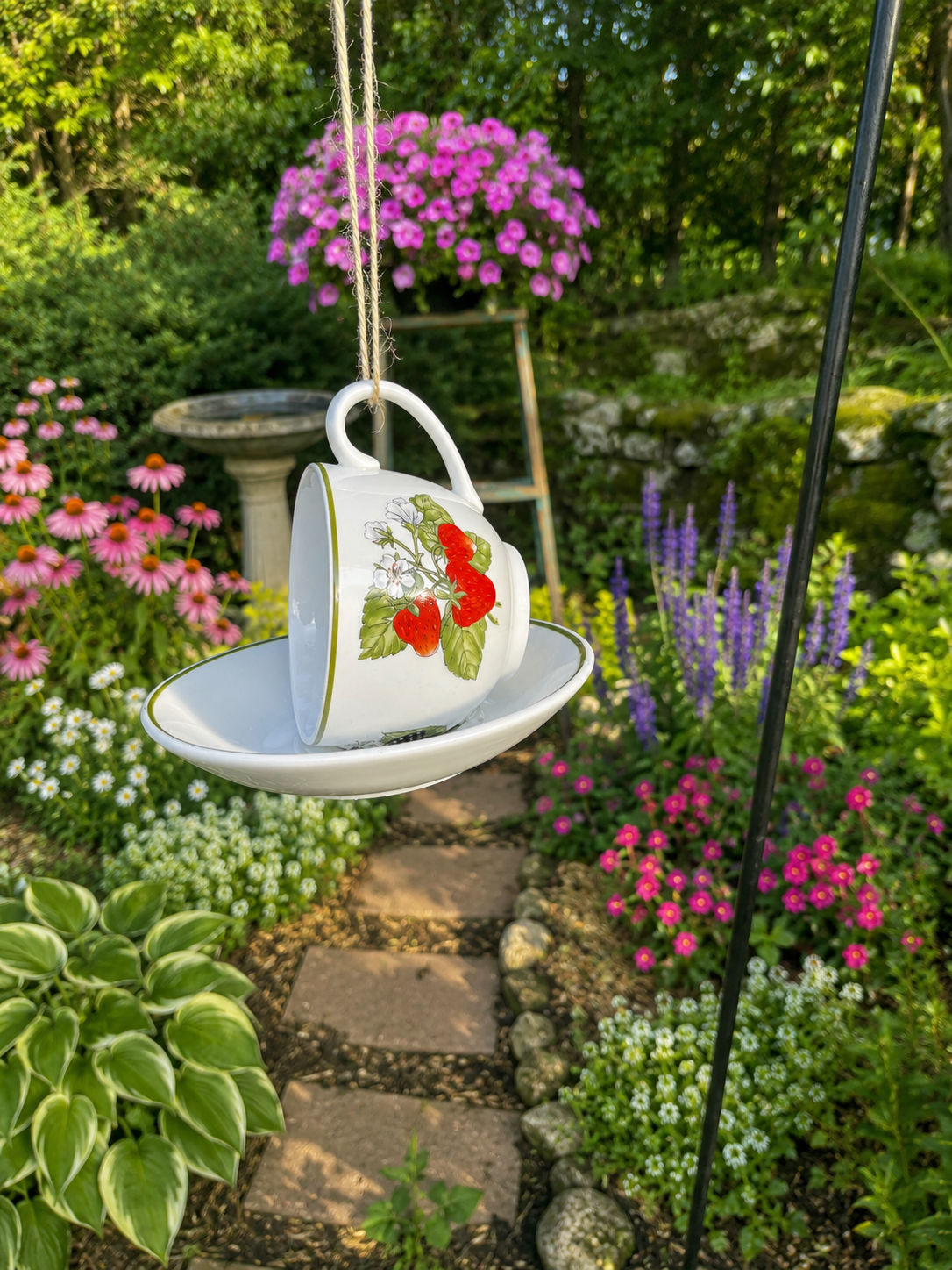 Vintage Tiffany & Co teacup bird feeder | Circa mid 1940 |Garden decor