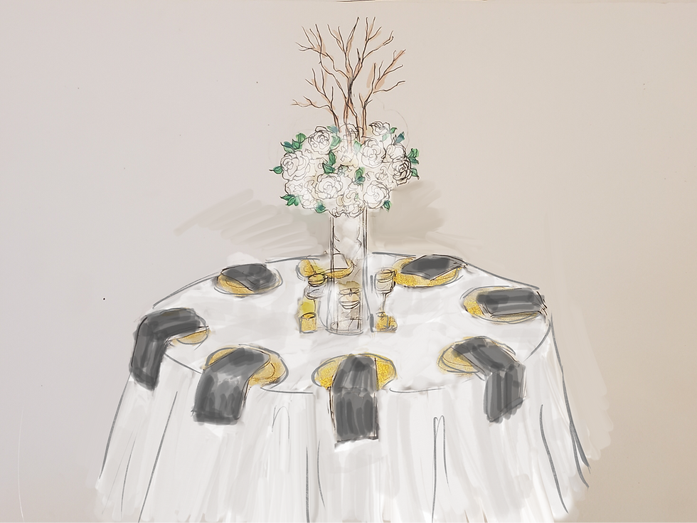 Tall white centerpiece design drawin