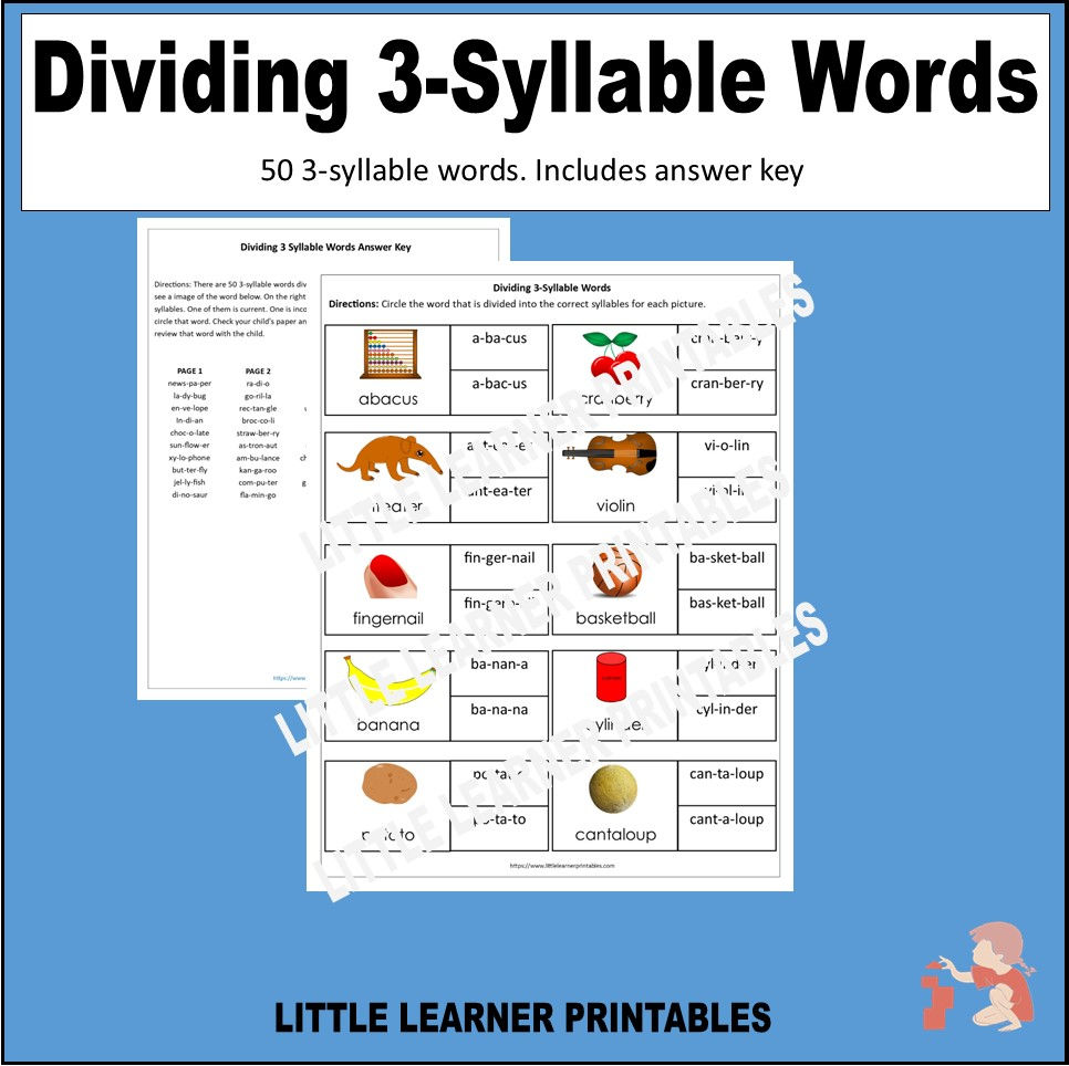 Dividing 3 Syllable Words Activity