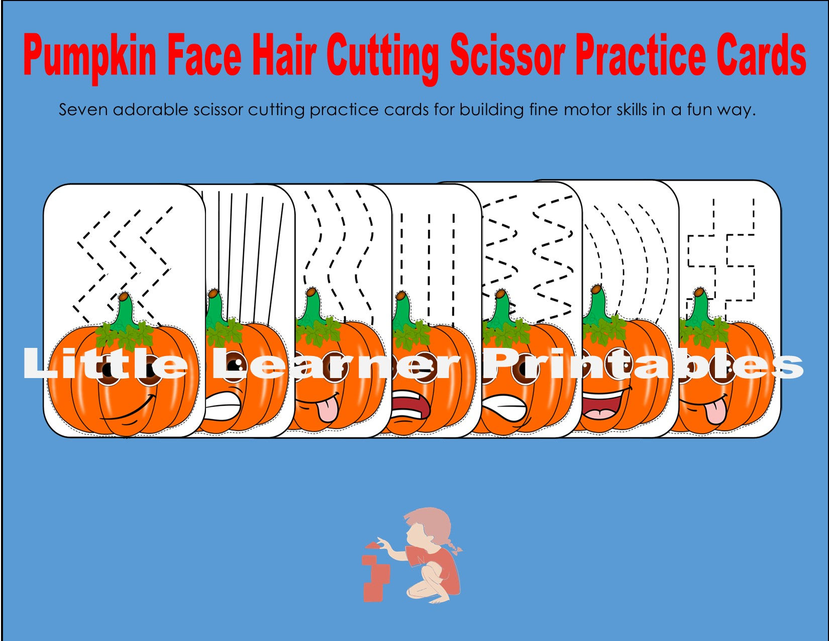 Pumpkin Face Hair Cutting Practice Cards