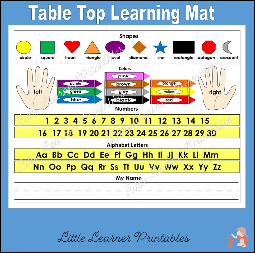 Printable Table-Top Learning Mat