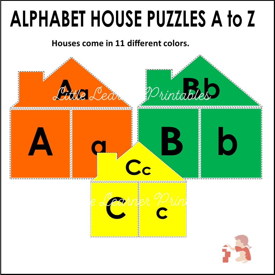 Alphabet House Puzzles A to Z 3 part puzzles