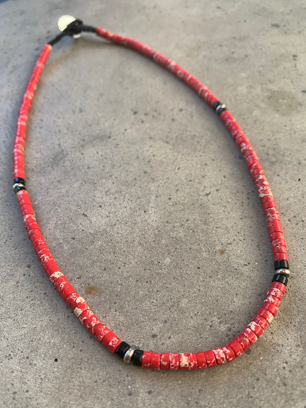 שרשרת אבני אגת אדומות וכסף