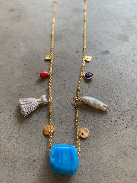 תמונה ממוזערת: שרשרת ציפוי זהב עם תליונים