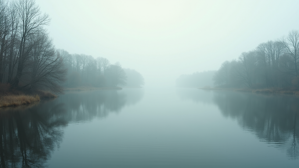 Close-up view of a serene landscape with a tranquil lake and surrounding trees