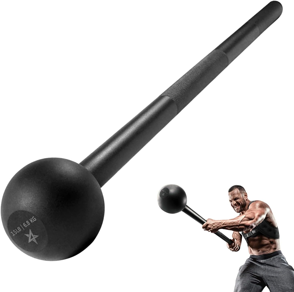 ONNIT black fitness mace, man swinging it