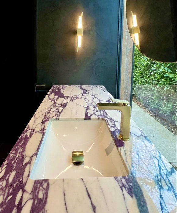 Modern bathroom marble sink detail