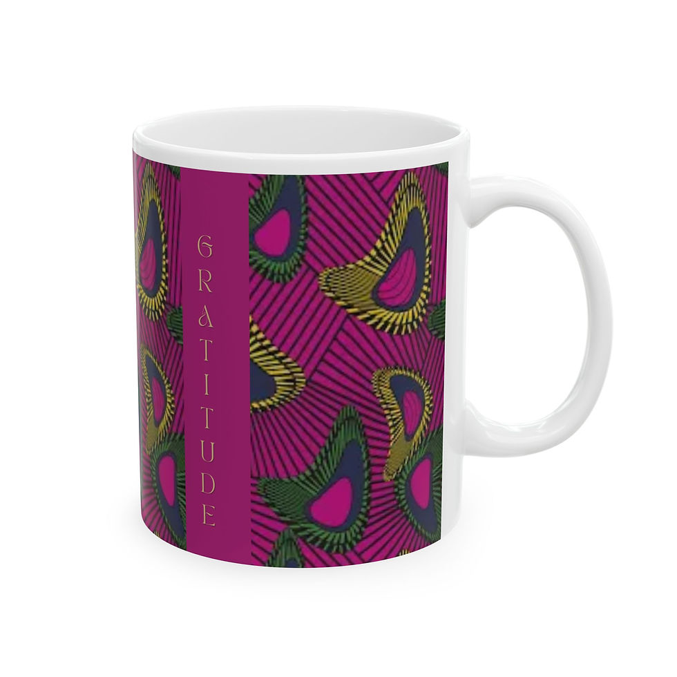 Thumbnail: Vibrant African Jewel Toned Gratitude Ceramic Coffee Cup (11oz/15oz)
