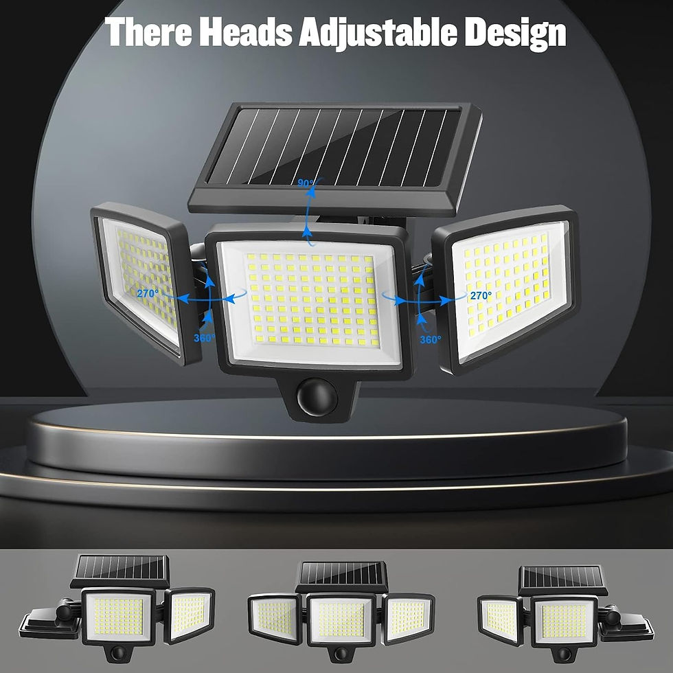 Miniatura: Solar Outdoor Lights 210 LED Security Lights with Remote 3 Heads Motion Sensor L