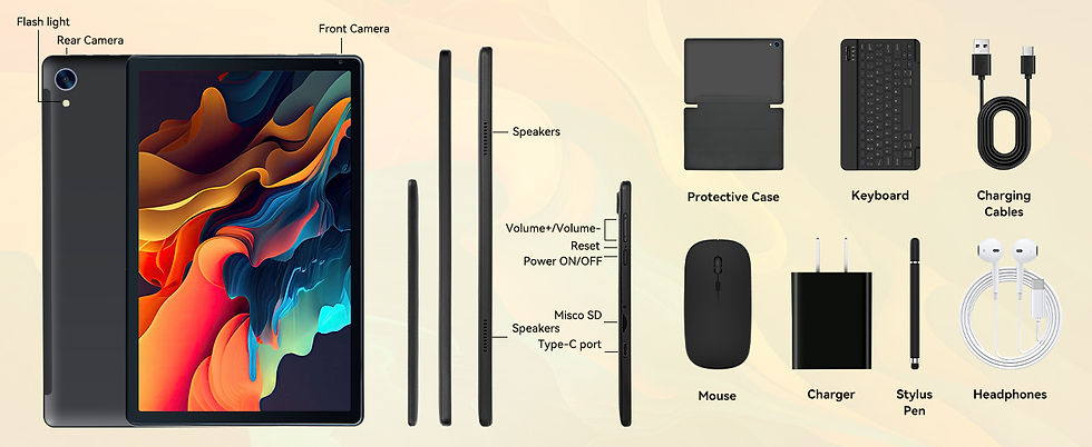 Miniatura: 10 Inch Android 15 Tablet 8 Core Tablets 24(4+20)GB+128GB 1TB Expansion WiFi6 5M