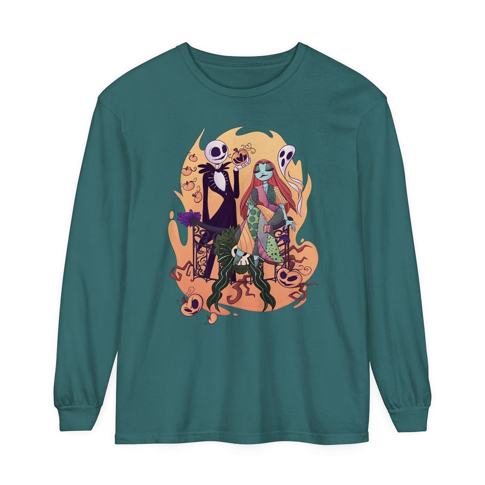 Thumbnail: Jack and Sally Nightmare Long Sleeve T-Shirt