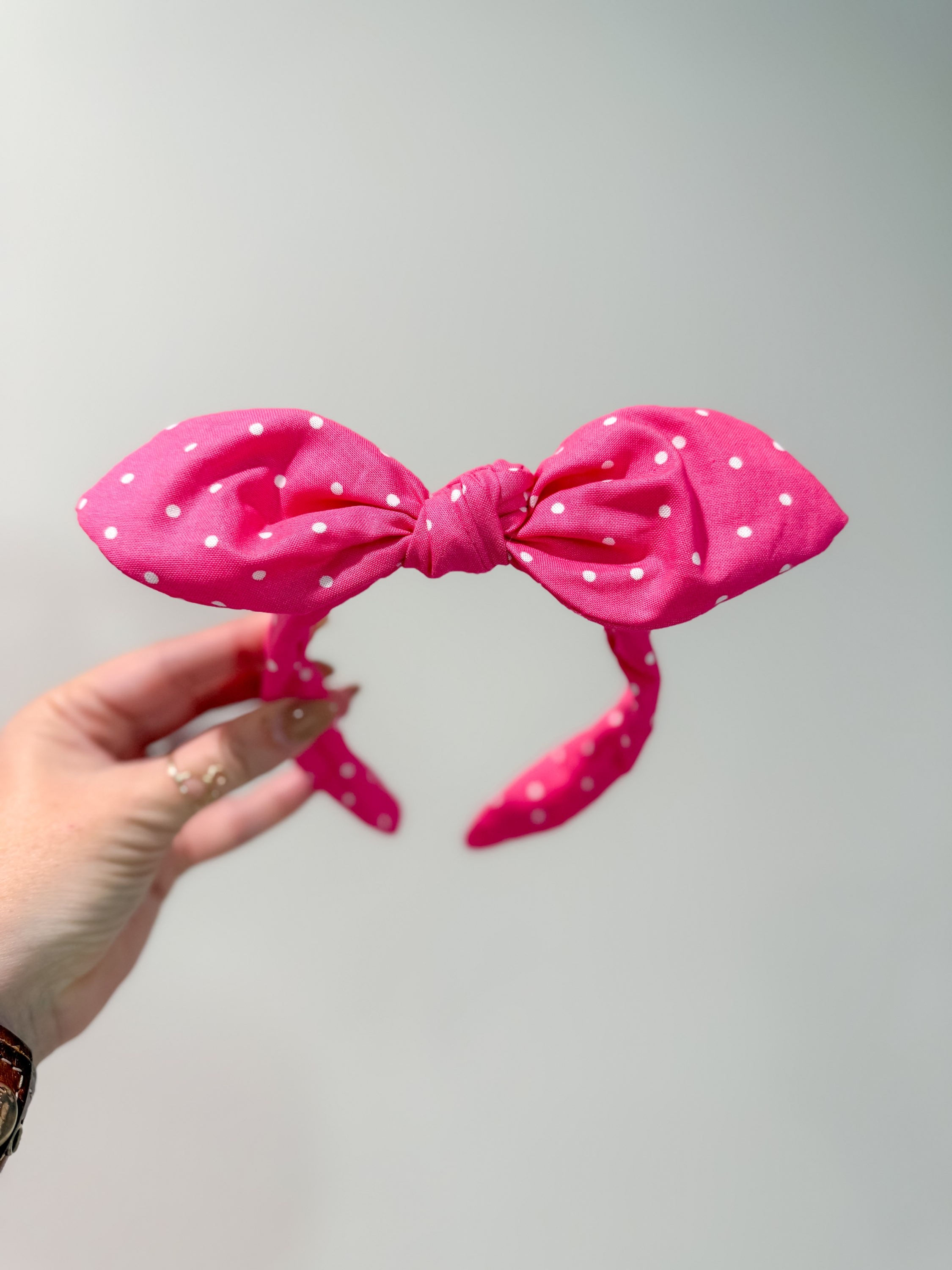 Mini Pink Polka Dot Knotband