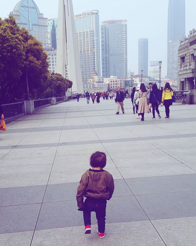 Baby in Shanghai, exploring the bund