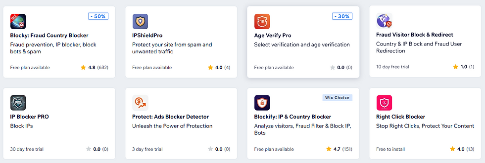 Apps available in the Wix App Market to block spam