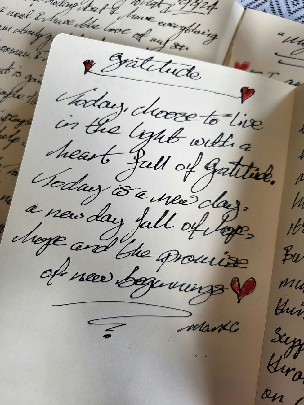 Gratitude journal entry to signify the ongoing practice and need for gratitude as a leadership skill