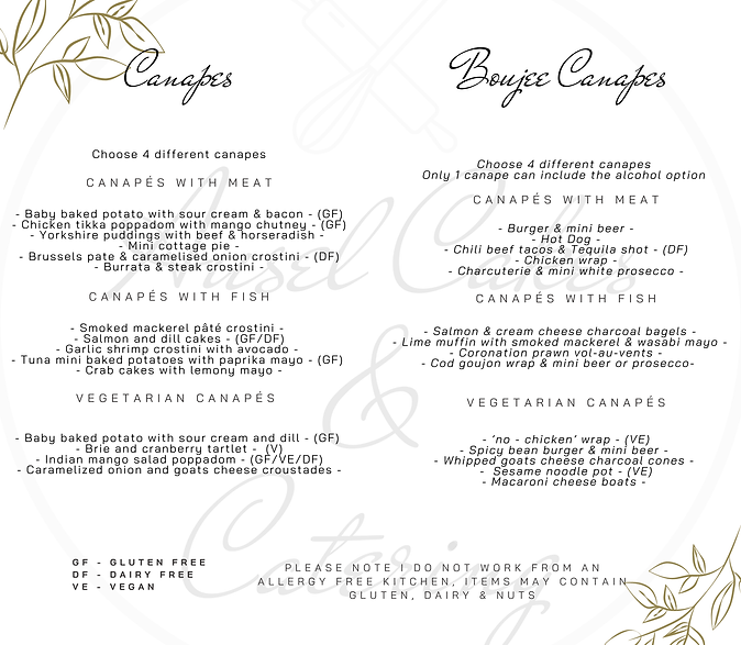 Canapé Menu