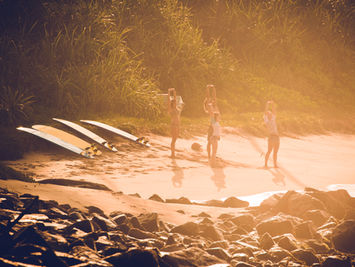 Sunrise surf warm up on the beach before hitting the waves in Sri Lanka