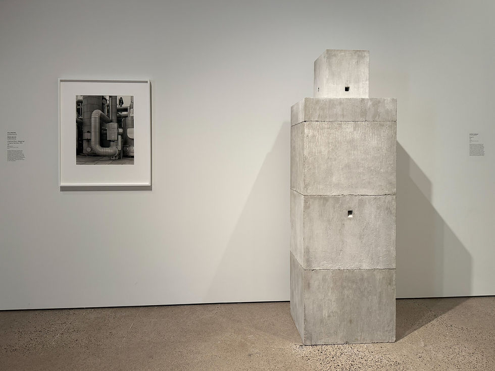 Hilla and Bernd Becher, Chemical Plant, Wesseling/Cologne, Germany, 1992, with Antony Gormley, Room II, 1987.