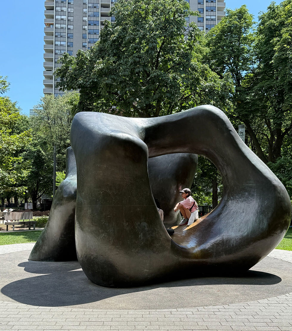 Outside AGO in Grange Park, Henry Moore, Large Two Forms, 1966-1969, Bronze.
