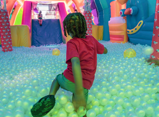 Guests exploring Pop in the City inflatable installation NYC