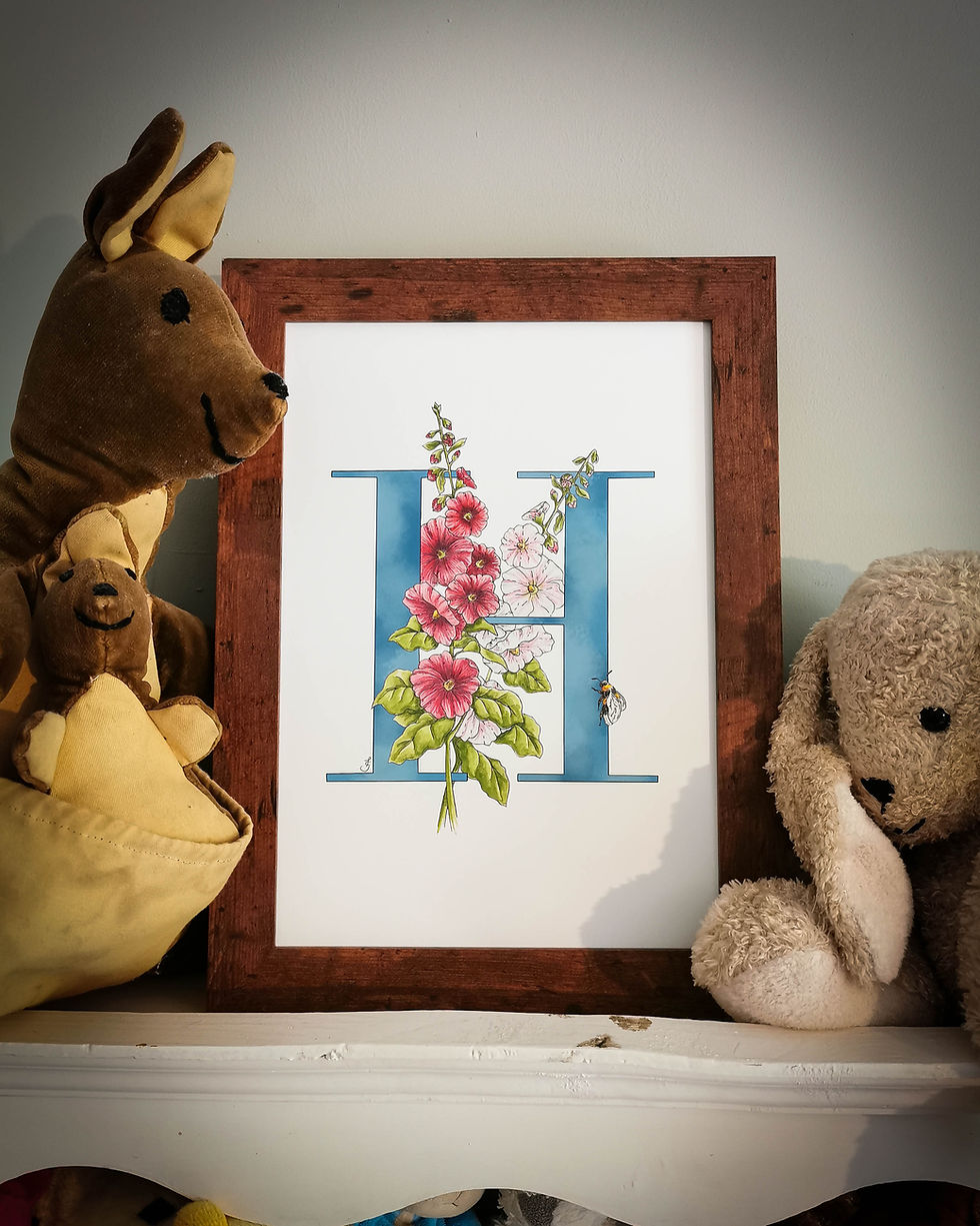 H is for Hollyhocks Print