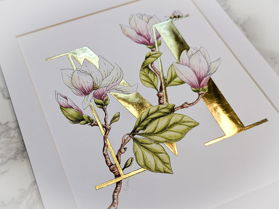 Thumbnail: M is for Magnolia Gold Leaf Print
