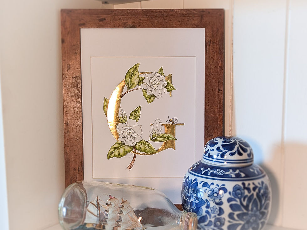 G is for Gardenia Gold Leaf Print