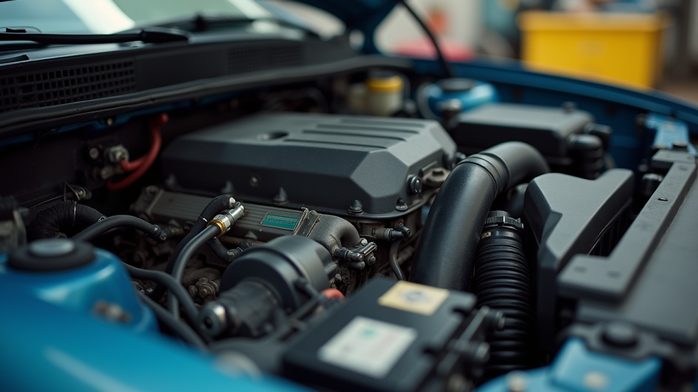 Close-up view of a used car engine being inspected in Cape Town