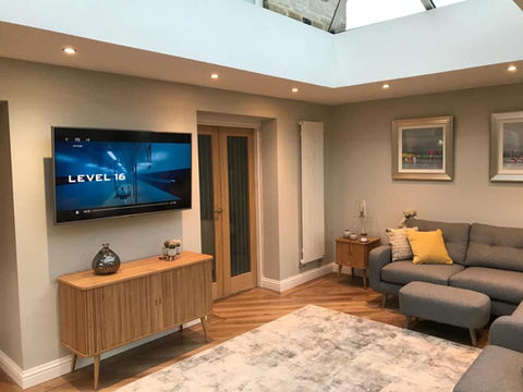 New extension with has been decorated and furnished. It has a roof lantern and the look is really homely and modern.