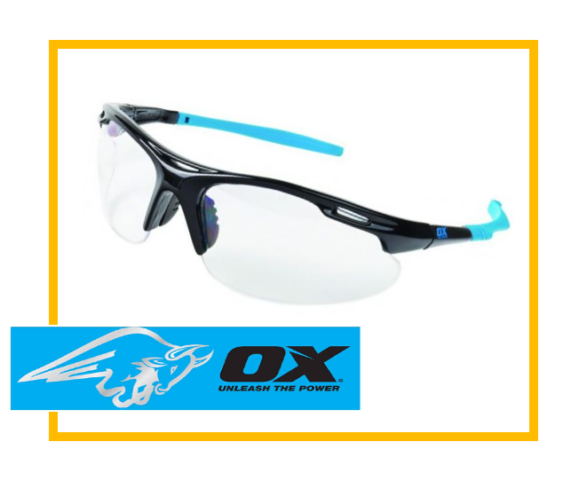 OX PROFESSIONAL WRAP AROUND SAFETY GLASSES - CLEAR