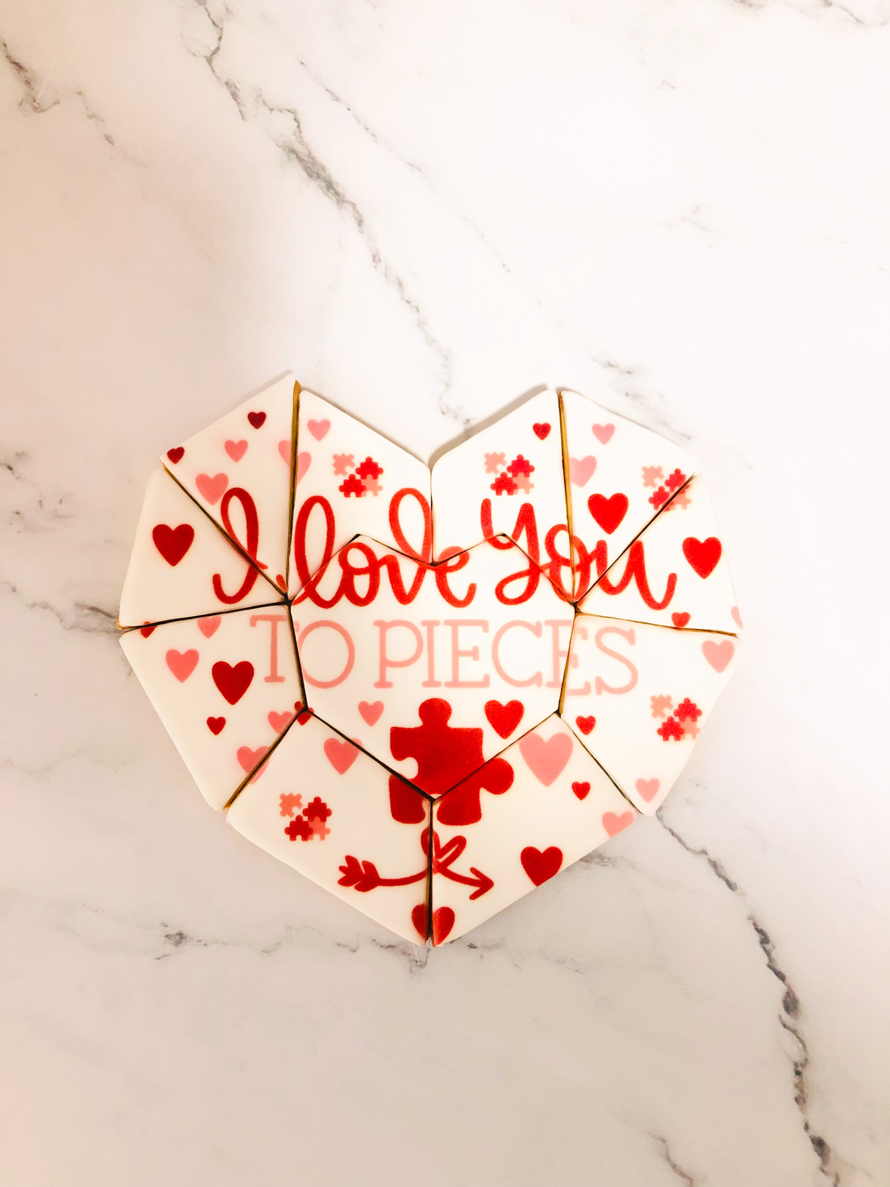 Custom Heart Puzzle Cookies